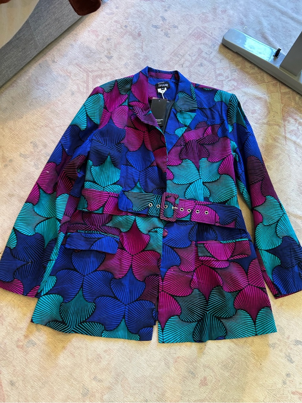 OFUURE Multicolor Floral-Print Belted Blazer + Short Suit Set